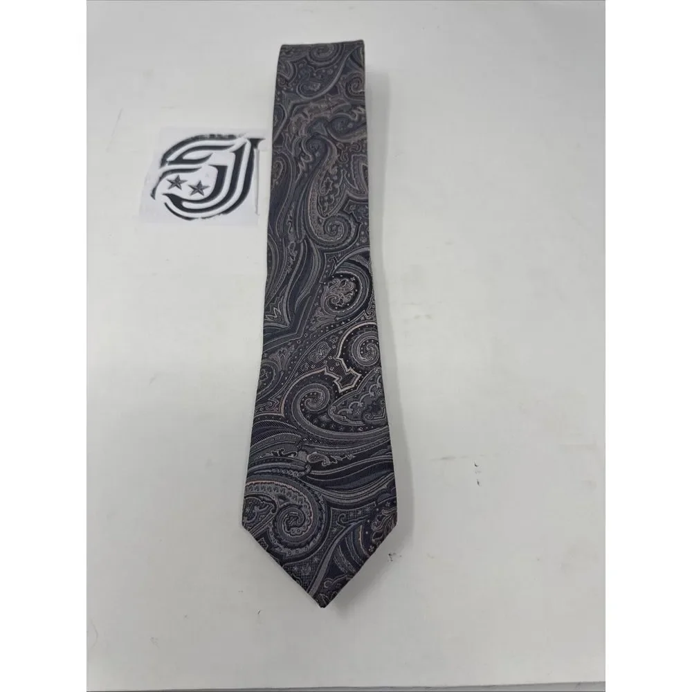 Michael Kors Mens Moss Tie Paisley Necktie‎ Grey/Blue/Peach